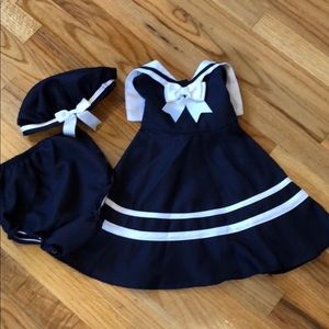 Baby Girls 18M Sailor Dress w/ Bloomers & Hat